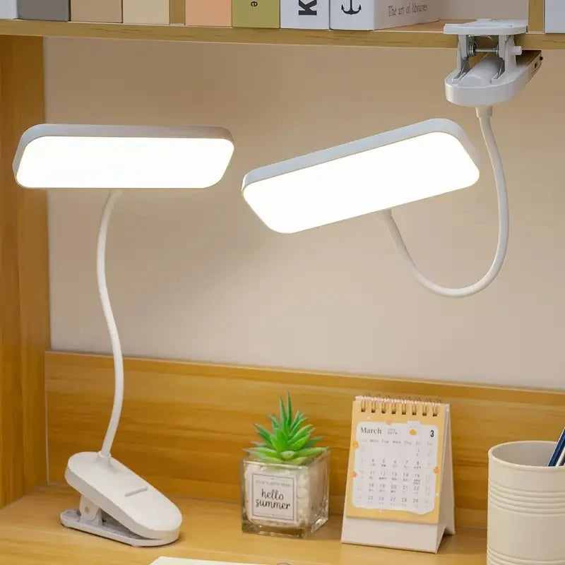 Lámpara de escritorio LED con clip recargable USB
