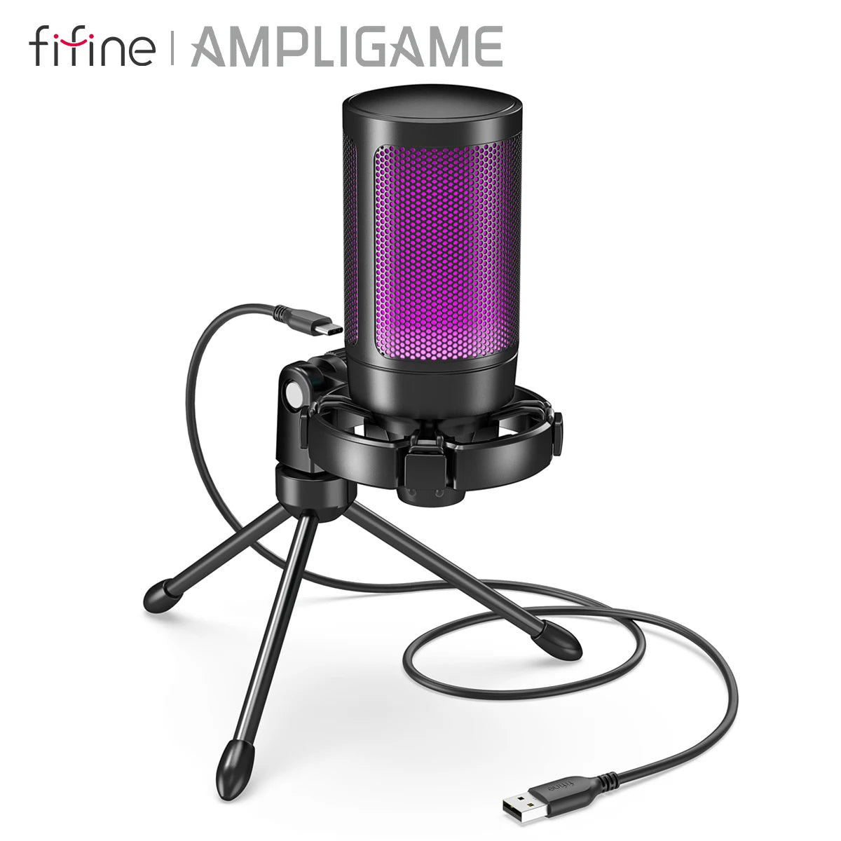 Micrófono FIFINE AmpliGame RGB streaming