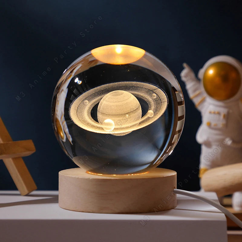 Lámpara 3D de Cristal | Luz LED de Noche Grabable
