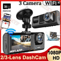 Dashcam triple cámara frontal interior trasera
